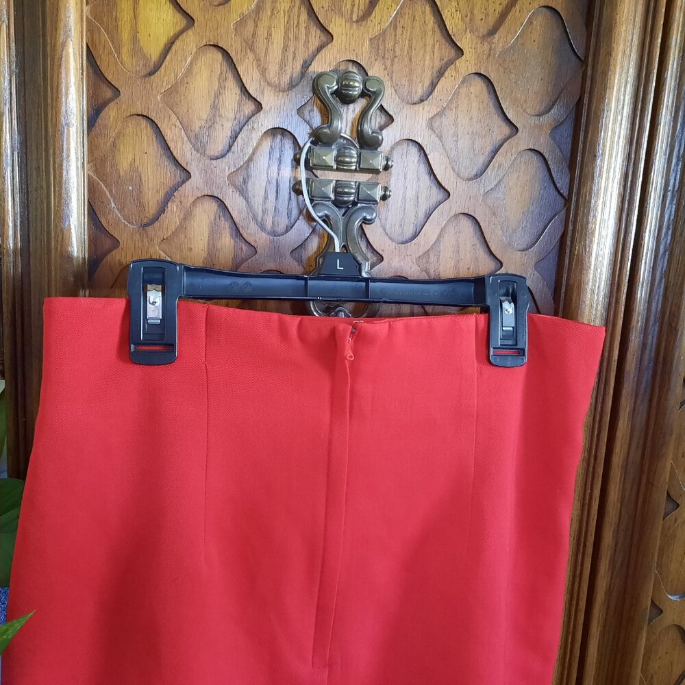 Vintage 90s Structured Shift Pencil Wool Skirt - Red, Size S - Picture 6 of 16
